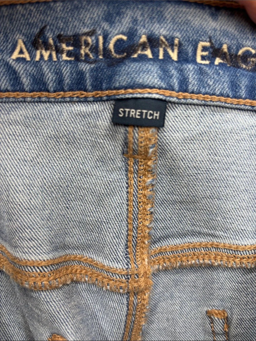 American Eagle stretch 18 Patchwork Wide-Leg Women's Jeans - Blue - Picture 6 of 7